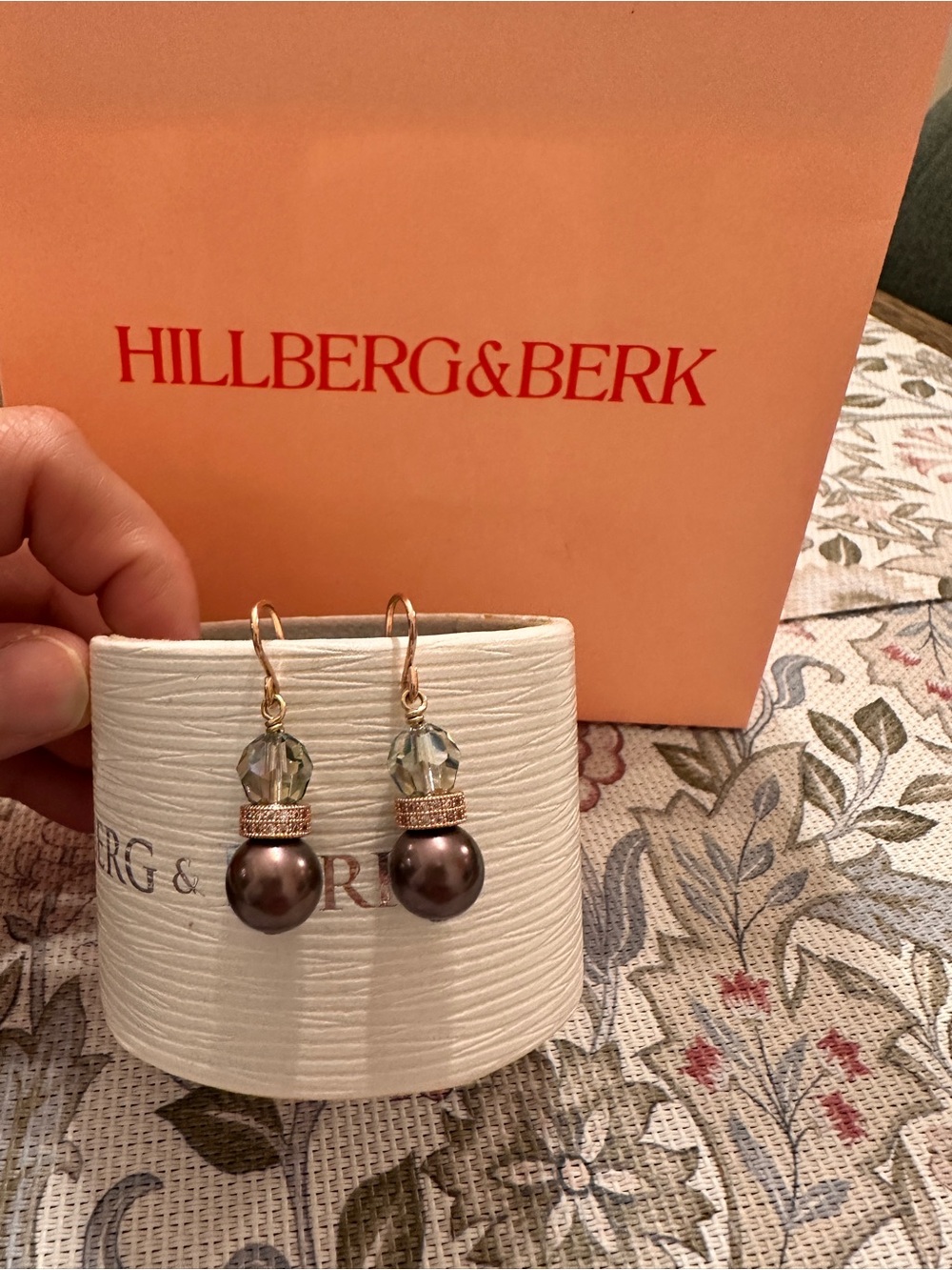 Brand new Hillberg and berk burgundy pearl drop earrings